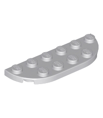 LEGO - Plaat, ronde hoek 2 x 6 dubbel - Light Bluish Gray | N - Thumbnail