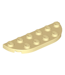 LEGO - Plaat, ronde hoek 2 x 6 dubbel - Tan | N - Thumbnail