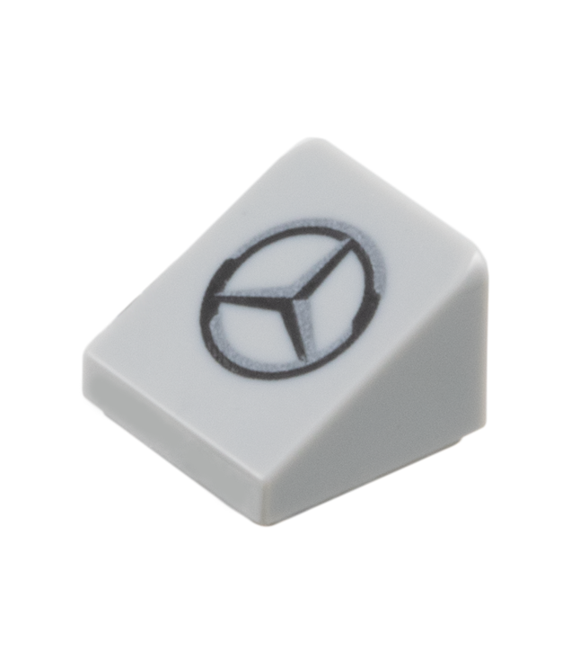 LEGO - Helling 30 graden graden 1 x 1 x 2/3 met zwart en donkerzilver Mercedes-logo - Light Bluish Gray | N