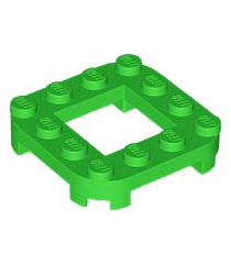 LEGO - Plaat, gemodificeerd 4 x 4 met afgeronde hoeken, 4 pootjes en 2 x 2 uitsparing - Bright Green | N - Thumbnail