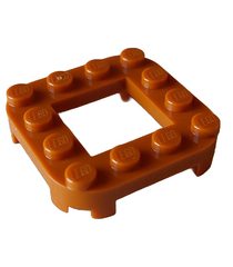 LEGO - Plaat, gemodificeerd 4 x 4 met afgeronde hoeken, 4 pootjes en 2 x 2 uitsparing - Dark Orange | N - Thumbnail