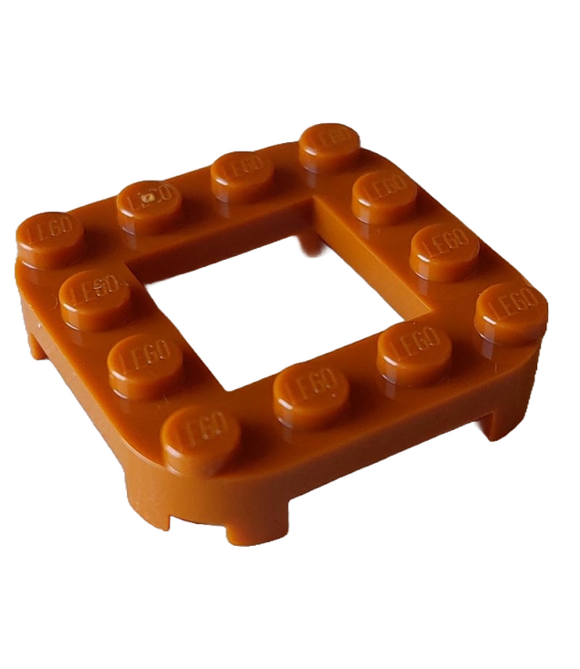 LEGO - Plaat, gemodificeerd 4 x 4 met afgeronde hoeken, 4 pootjes en 2 x 2 uitsparing - Dark Orange | N