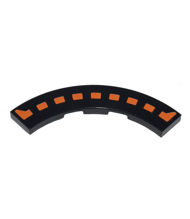 LEGO - Tegel, ronde hoek 4 x 4 macaroni breed met oranje stippenlijn en pijlen - Black | N