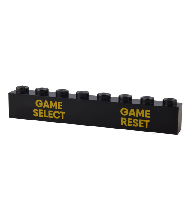 LEGO - Steen 1 x 8 met lichtoranje ‘GAME SELECT’- en ‘GAME RESET’-opdruk - Black | N