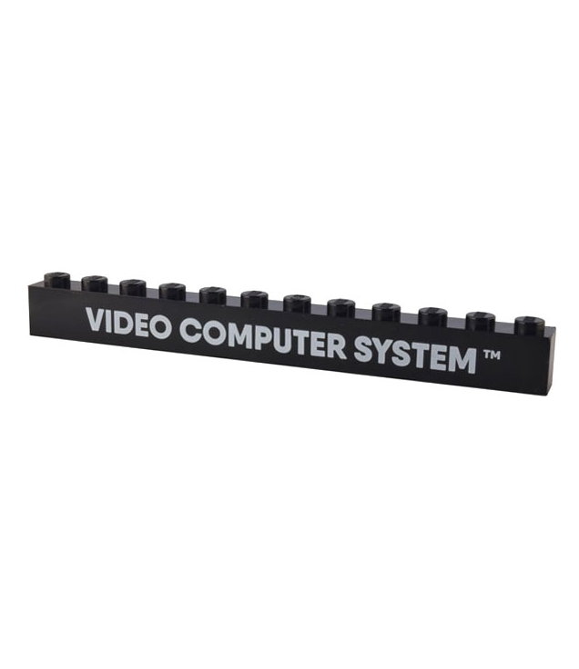 LEGO - Steen 1 x 12 met witte ‘VIDEO COMPUTER SYSTEM™’-opdruk - Black | N