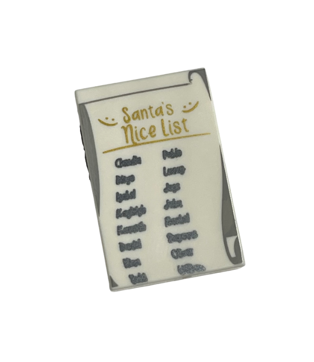 LEGO - Tegel 2 x 3 met gouden ‘Santa’s Nice List’-opdruk en zwarte namen - White | N