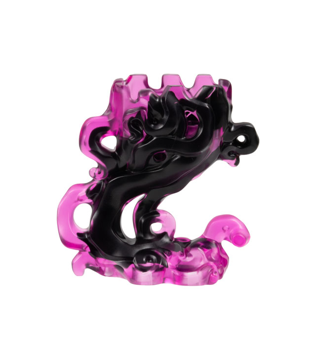 LEGO - Minifiguur-voetstuk geest / rook met gemarmerd zwart patroon - Trans-Dark Pink | N
