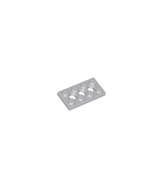 LEGO - Technic, plaat 2 x 4 met 3 gaten - Light Bluish Gray | N