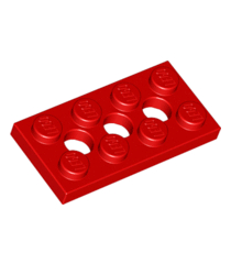 LEGO - Technic, plaat 2 x 4 met 3 gaten - Red | N - Thumbnail