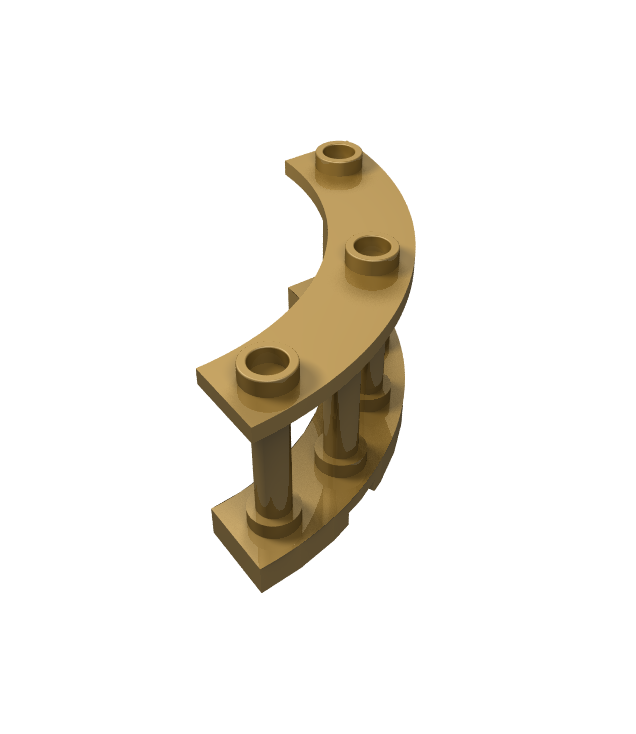 LEGO - Hek 4 x 4 x 2 kwart-rond met spijlen en 3 noppen - Pearl Gold | N