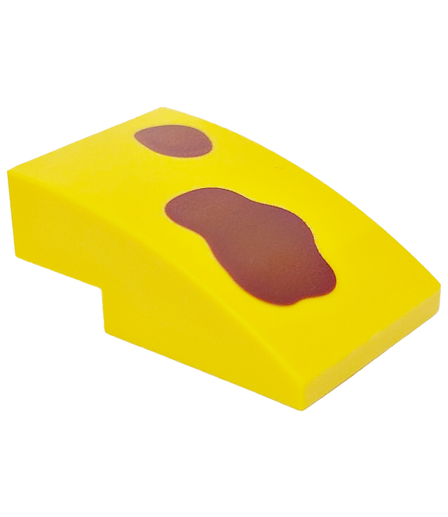 LEGO - Helling, gebogen 3 x 2 met roodbruine vlekken - Yellow | N