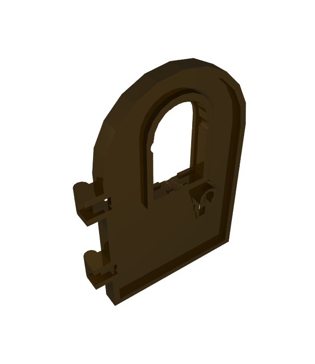 LEGO - Deur 1 x 4 x 6 met ronde bovenkant, raam, sleutelgat en versterkte rand - Dark Brown | N
