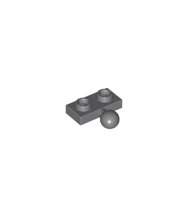 LEGO - Plaat, gemodificeerd 1 x 2 met trekbal aan zijkant - Dark Bluish Gray | N