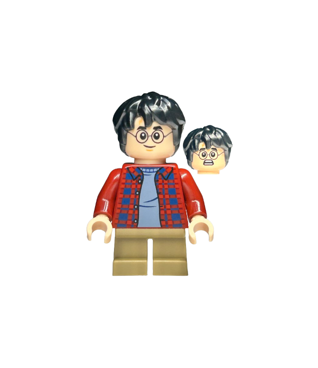 LEGO - Harry Potter – donkerrood geruit flanellen overhemd, donkerzandkleurige korte benen - | N
