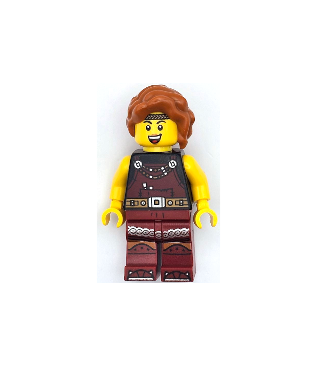 LEGO - Viking-smid – vrouw, donkerrode overall, donkerrode benen met rand, donkeroranje haar - | N