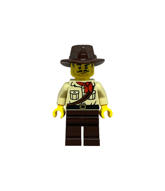 LEGO - Stadsjungle-verkenner – zandkleurig overhemd, donkerbruine benen en hoed - | N