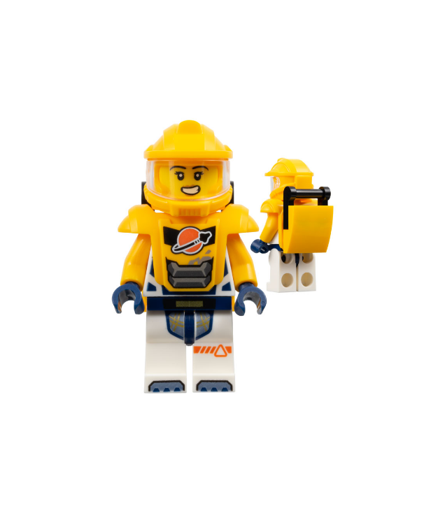 LEGO - Astronaut – vrouw, wit ruimtepak met lichtoranje armen, helm en harnas - | N