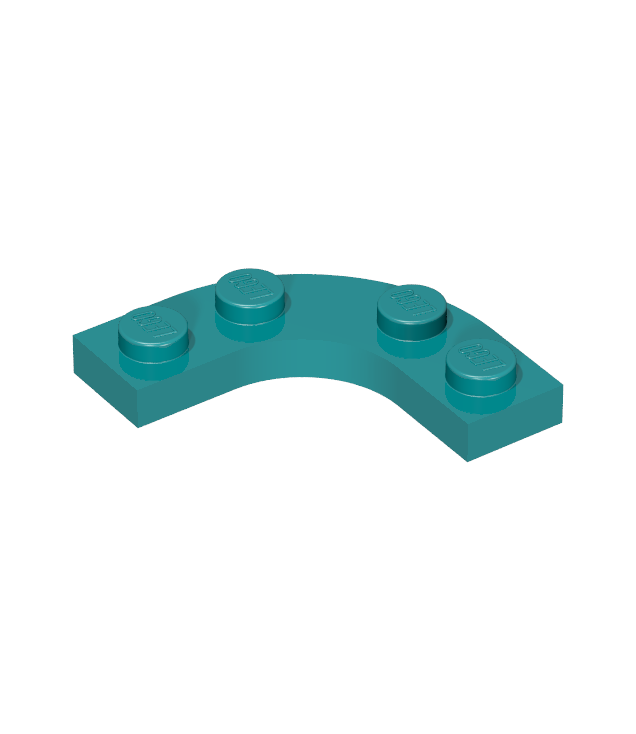 LEGO - Plaat, ronde hoek 3 x 3 met 2 x 2 gebogen uitsparing - Dark Turquoise | N