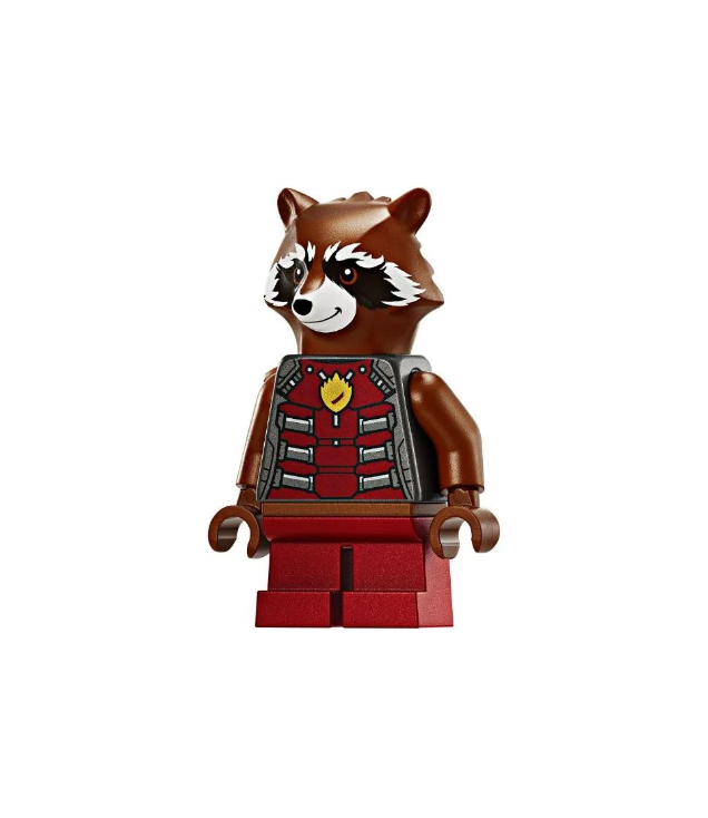 LEGO - Rocket Raccoon – donkerrood en donkergrijs pak, roodbruin hoofd - | N