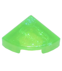 LEGO - Tegel, rond 1 x 1 kwart - Satin Trans-Bright Green | N - Thumbnail