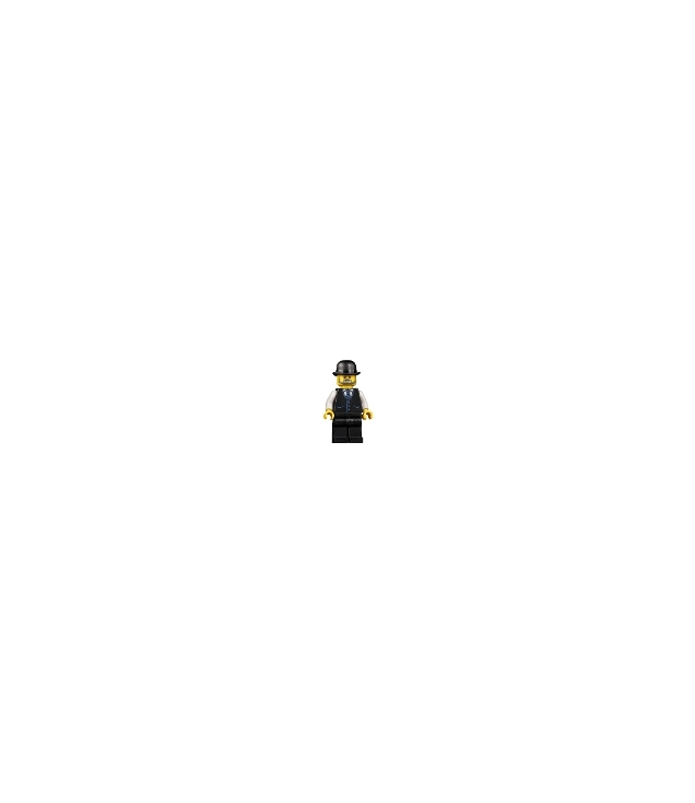 LEGO - Boekhouder – man, zwart vest met blauw gestreepte das, zwarte benen, zwarte bolhoed, baard - | N
