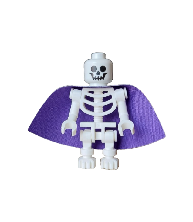 LEGO - Skelet – standaard schedel, gebogen armen met verticale greep, holografische cape (Kildar de tovenaar) - | N