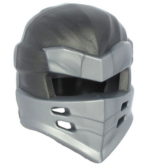 LEGO - Minifiguur-hoofddeksel Ninjago-type 7 met 4 openingen aan voorkant en zilverkleurig pantserpatroon - Pearl Dark Gray | N - Thumbnail