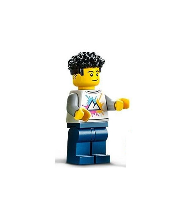 LEGO - Ziekenhuisbezoeker – man, wit shirt met berglogo, donkerblauwe benen, zwart opgerold haar - | N