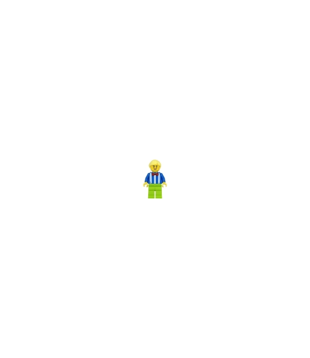 LEGO - Kermismedewerker – vrouw, wit met rode strik, limoenkleurige benen, lichtgeel haar - | N