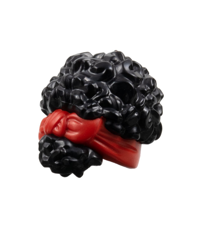 LEGO - Mini-pop haar opgerold en opgestoken met rood hoofddoekpatroon - Black | N