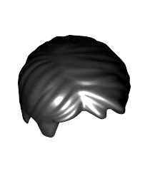 LEGO - Minifiguur-haar kort warrig met zijscheiding - Black | N - Thumbnail