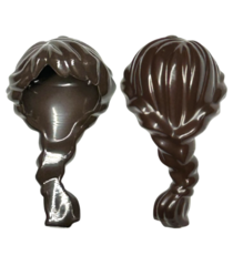 LEGO - Minifiguur-haar vrouw paardenstaart lang Frans gevlochten - Dark Brown | N - Thumbnail