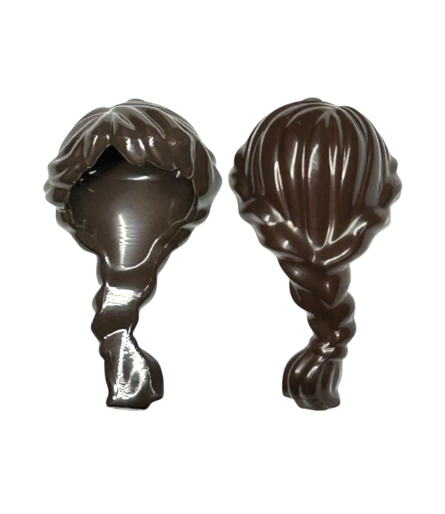 LEGO - Minifiguur-haar vrouw paardenstaart lang Frans gevlochten - Dark Brown | N