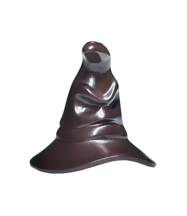 LEGO - Minifiguur-hoed tovenaar / heks met gezicht (Zorteerhoed HP) - Dark Brown | N