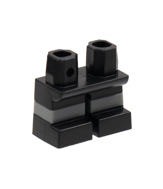 LEGO - Korte benen met gegoten horizontale donkergrijze strepen - Black | N