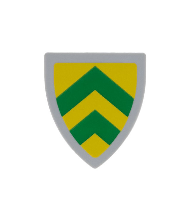 LEGO - Minifiguur-schild driehoekig met groene chevrons op gele achtergrond - Light Bluish Gray | N
