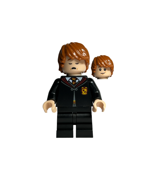 LEGO - Ron Wemel – vastgespelde Griffoendor-robe, middelzwarte benen, slapend / wakker gezicht - | N