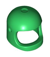 LEGO - Minifiguur-helm ruimte / stad met brede kinband – met vizieruitsparingen (heruitgave met bovenop een dimple) - Green | N - Thumbnail