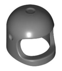 LEGO - Minifiguur-helm ruimte / stad met brede kinband – met vizieruitsparingen (heruitgave met bovenop een dimple) - Dark Bluish Gray | N - Thumbnail