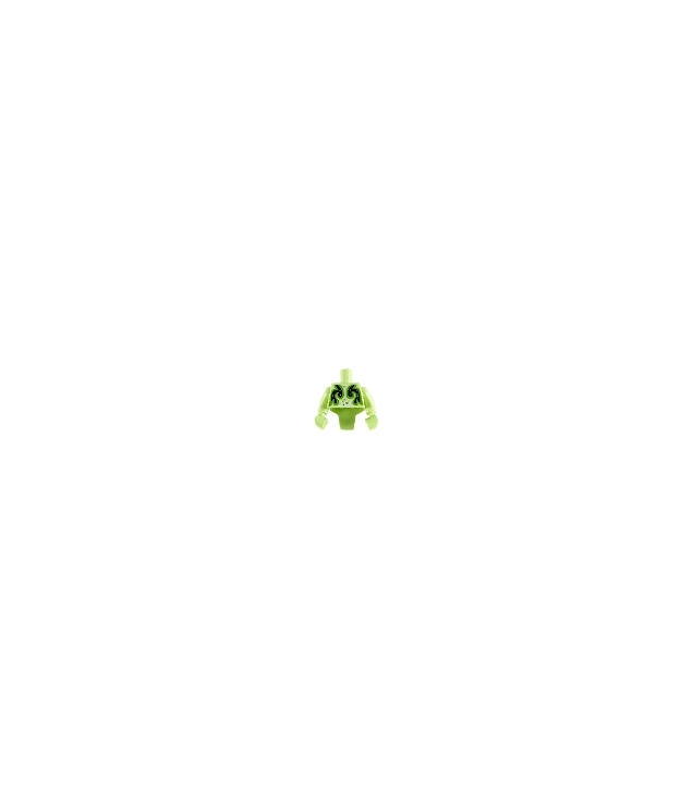 LEGO - Torso verkort met geribbeld pantser en zwart draaipatroon / geelgroene armen / geelgroene handen - Yellowish Green | N