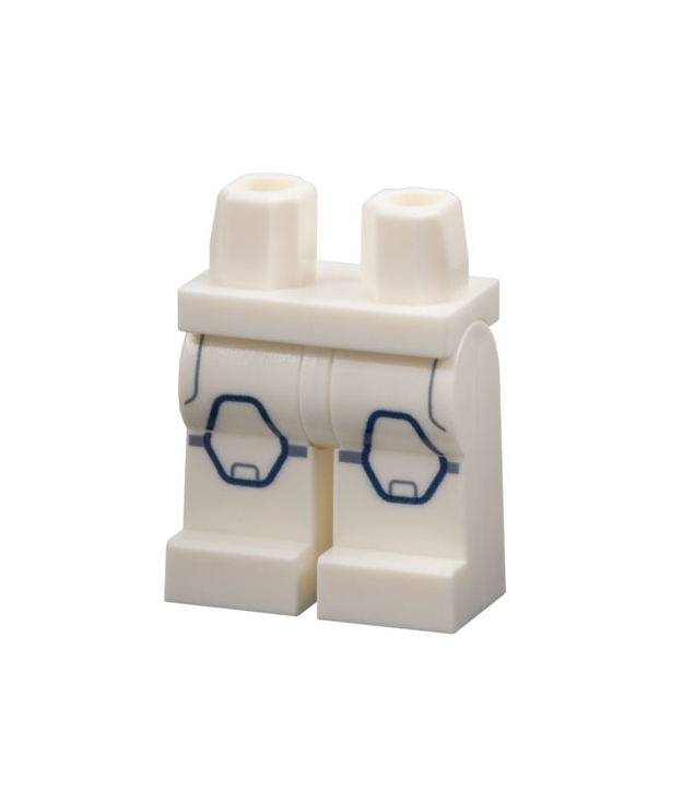 LEGO - Heupen en benen met zandblauwe zakken en strepen, donkerblauwe zeshoekige kniebeschermers - White | N