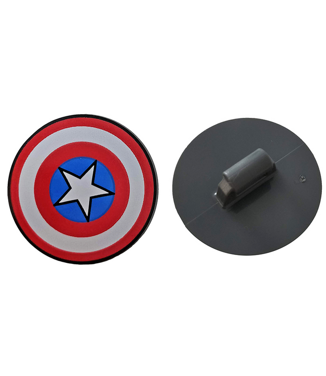 LEGO - Minifiguur-schild rond bol met rode en witte ringen en ster in blauwe cirkel (Captain America) - Dark Bluish Gray | N