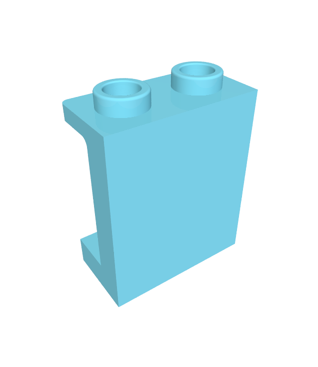 LEGO - Paneel 1 x 2 x 2 met zijsteunen - holle noppen - Medium Azure | N