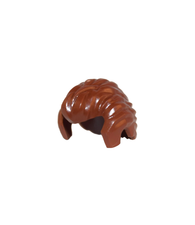 LEGO - Minifiguur-haar kort naar achter gekamd met bakkebaarden en inham - Reddish Brown | N