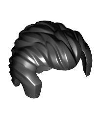 LEGO - Minifiguur-haar kort naar achter gekamd met bakkebaarden en inham - Black | N - Thumbnail