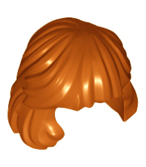 LEGO - Minifiguur-haar vrouw halflang, achter oor gekamd - Dark Orange | N - Thumbnail