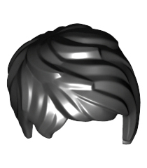 LEGO - Minifiguur-haar vrouw kort warrig met zijscheiding - Black | N - Thumbnail
