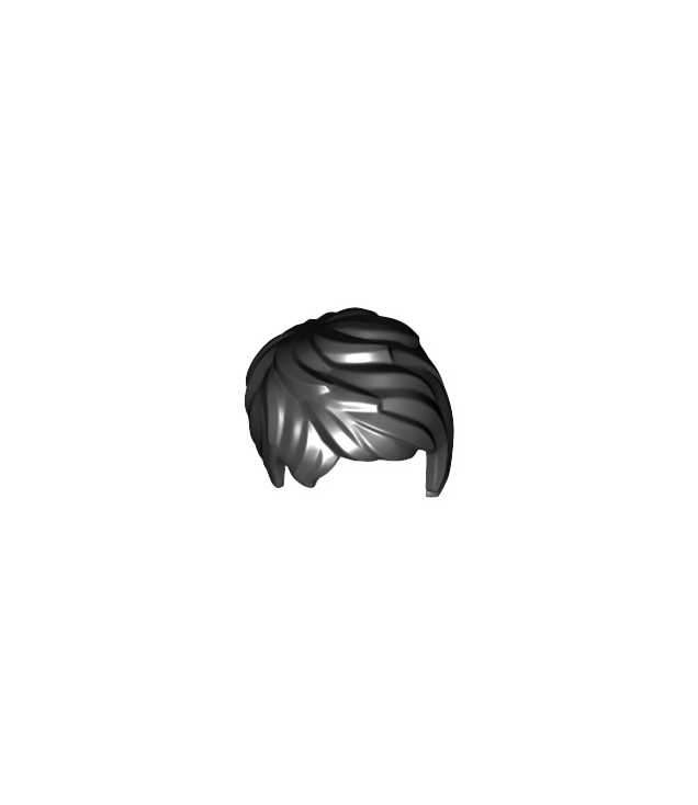 LEGO - Minifiguur-haar vrouw kort warrig met zijscheiding - Black | N