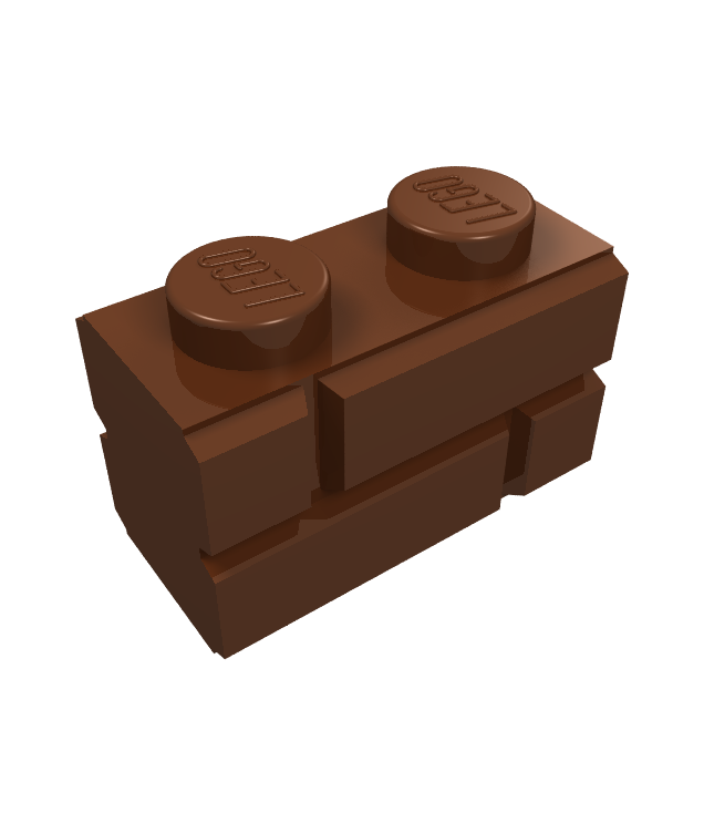 LEGO - Steen, gemodificeerd 1 x 2 met metselprofiel - Reddish Brown | N