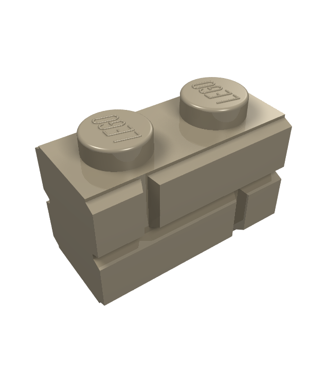 LEGO - Steen, gemodificeerd 1 x 2 met metselprofiel - Dark Tan | N